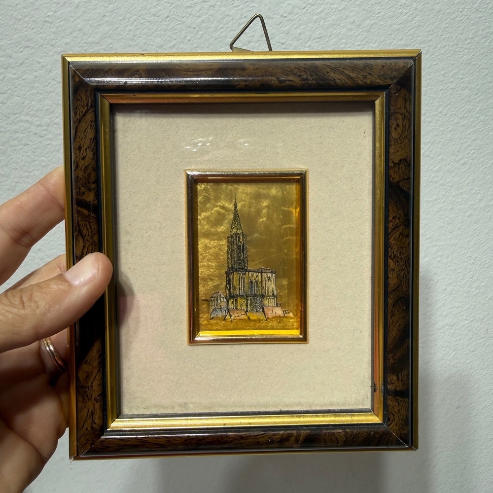 Vtg 23 karat Gold Leaf Cathedral Chromolithograph Art Limited Edition Frame